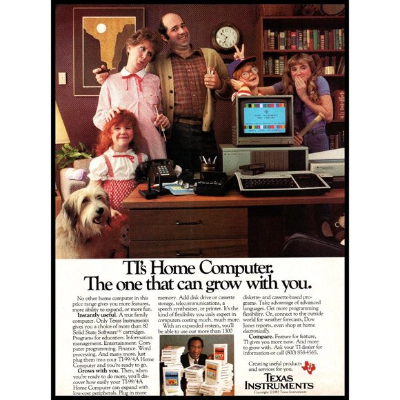 1983 Texas Instruments TI Home Computer Vintage Print Ad Bill Cosby Wall Art - Picture 1 of 1